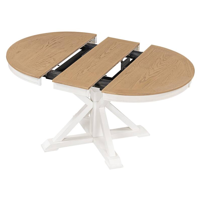 Retro Functional Extendable Dining Table with a 12" Leaf for Dining Room