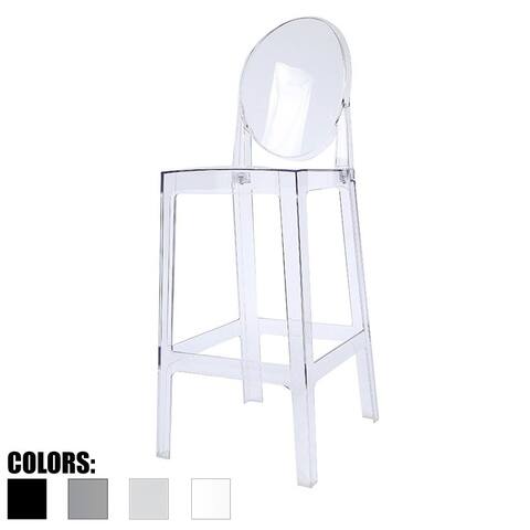 Clear 30" Seat Height Barstool Modern Plastic Side Bar Counter Stool - Accent Lounge No Arms Armless