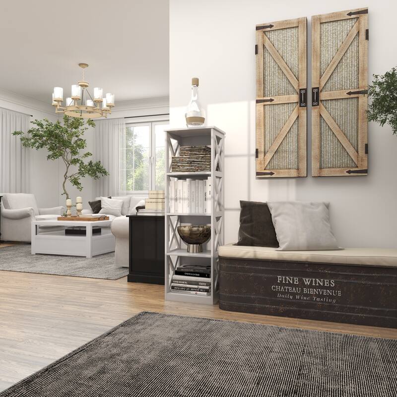 White Wooden 4 Shelves Shelving Unit