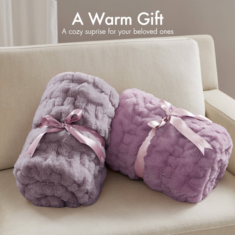 Madison Park Ruched Fur Throw