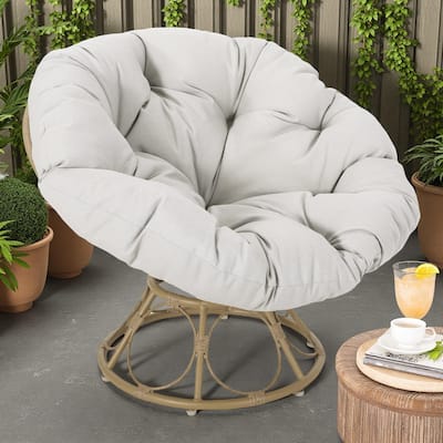 Outdoor Patio Wicker Swivel Papasan Chairs with Tufted Cushion
