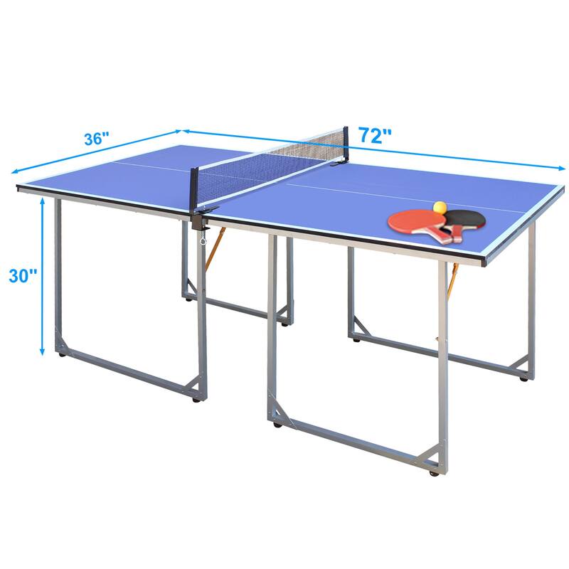 6ft MidSize Foldable Table Tennis Ping Pong Table Set with Paddles