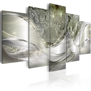 Glam Canvas Wall Art - Sparkling Dandelions Green - 5 Pieces