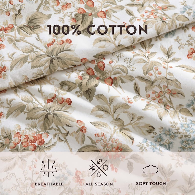Laura Ashley Bramble Floral Cotton Reversible Comforter Set