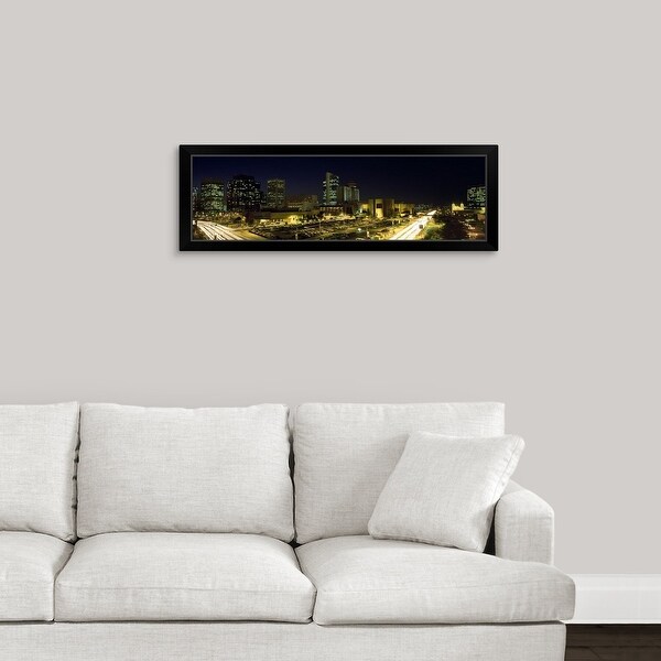 "Buildings in a city lit up at night, Phoenix, Maricopa County, Arizona" Black Framed Print