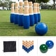 preview thumbnail 9 of 8, Indoor/Outdoor Backyard Lawn Bowling Game with10 Wooden Pins, 2 Balls, and Mesh Carrying Bag (8-Inch)