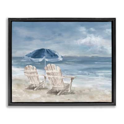Stupell Serene Beach Chairs Framed Floater Canvas Wall Art Design by Carson Lyons