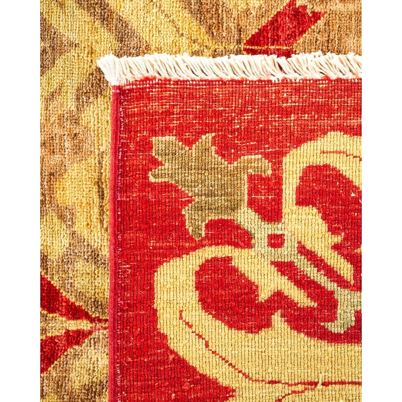 Overton Hand Knotted Wool Vintage Inspired Modern Contemporary Arts & Crafts Beige Area Rug - 9' 2" x 12' 0"