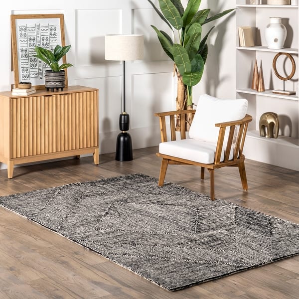 slide 2 of 10, Nuloom Heidi Modern Hand Tufted Wool Area Rug 4' x 6' - Charcoal