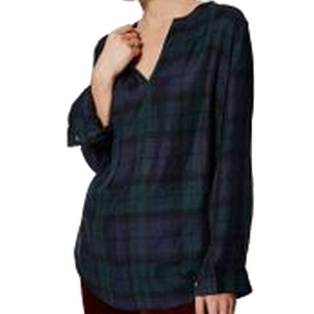 Shop Loft New Green Blue Plaid Women S Xs Tunic Softened Shirt Top Blouse Overstock 18383923