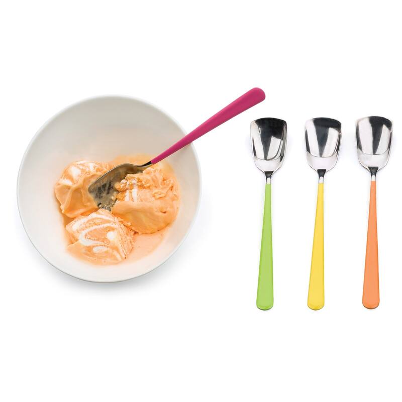 Ice Cream Spoons Mixed Colors (Set of 4) - Colored Handled Spoons, 4 Piece