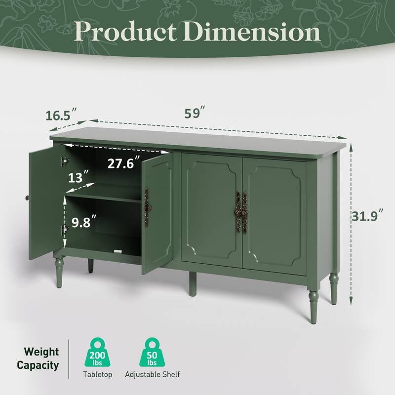 58'' Accent Cabinet with 4 Doors