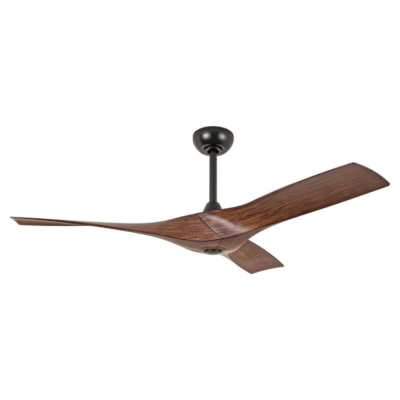 52" Erin Modern Industrial Black & Walnut Ceiling Fan