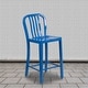 preview thumbnail 80 of 116, 2 Pack 24'' High Metal Indoor-Outdoor Counter Height Stool w/ Vertical Slat Back Blue