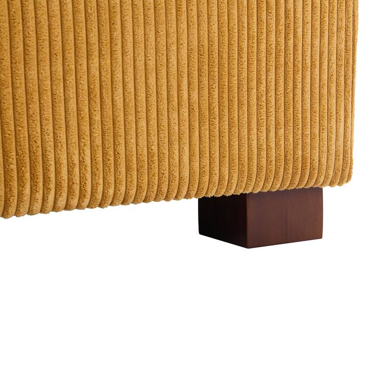 Modern Rectangle Oversized Stripe Corduroy Ottoman
