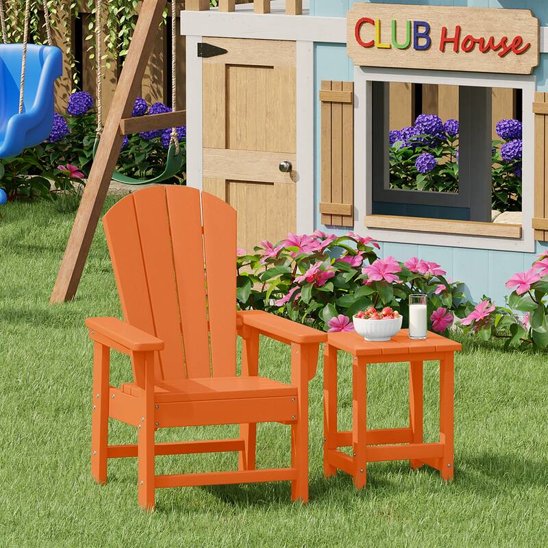 Laguna Kids Outdoor Poly Adirondack Chair With Side Table 2-Piece Set