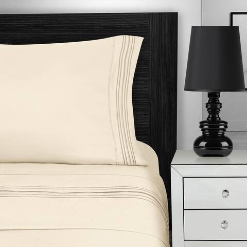 Superior Embroidered Microfiber Deep Pocket Bed Sheet Set