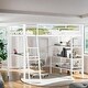 preview thumbnail 2 of 11, Full Size Loft Metal Bed with 3 Layers of Shelves and Desk, White