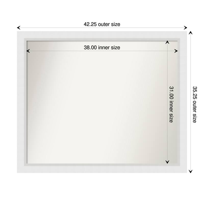 Blanco White Framed Non-Beveled Custom Wall Mirror, Bathroom Vanity Mirror - Outer Size: 42.25 x 35.25