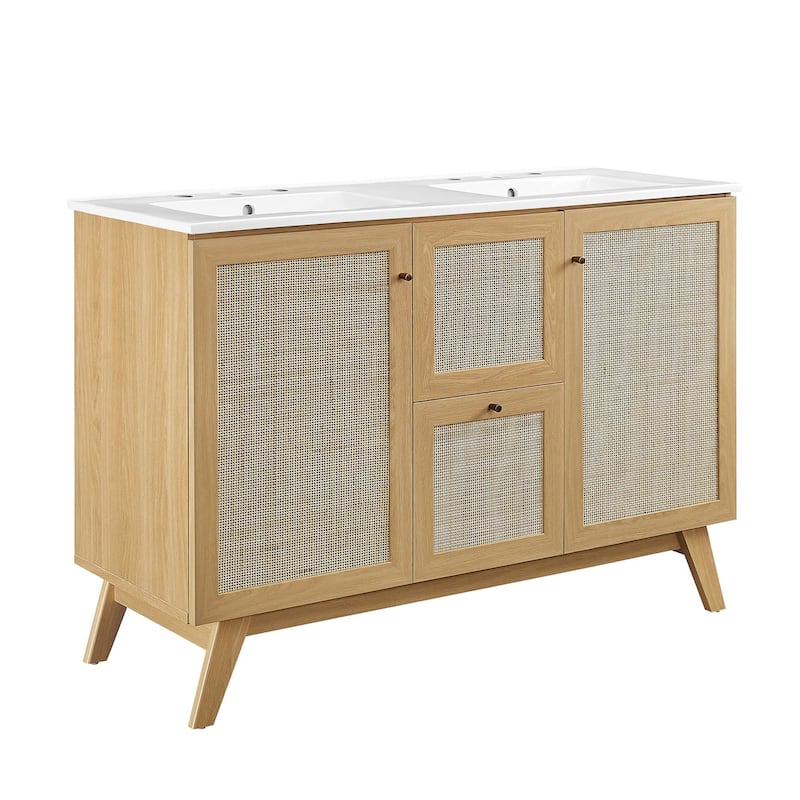 Soma 48" Double Sink Bathroom Vanity - Oak - Oak Finish