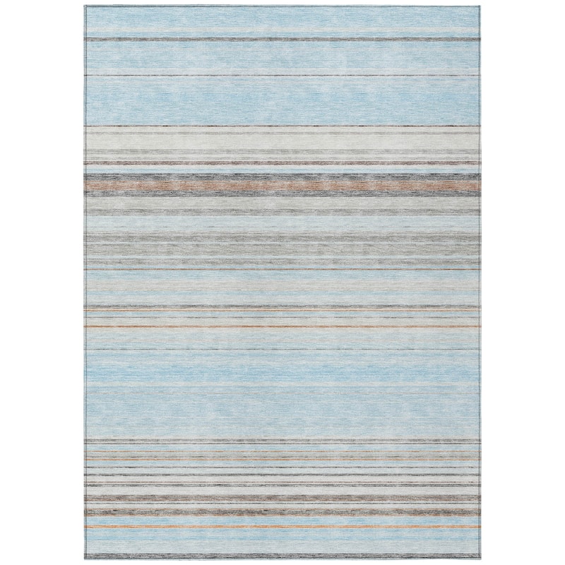 Machine Washable Indoor/ Outdoor Ombre Stripes Chantille Rug