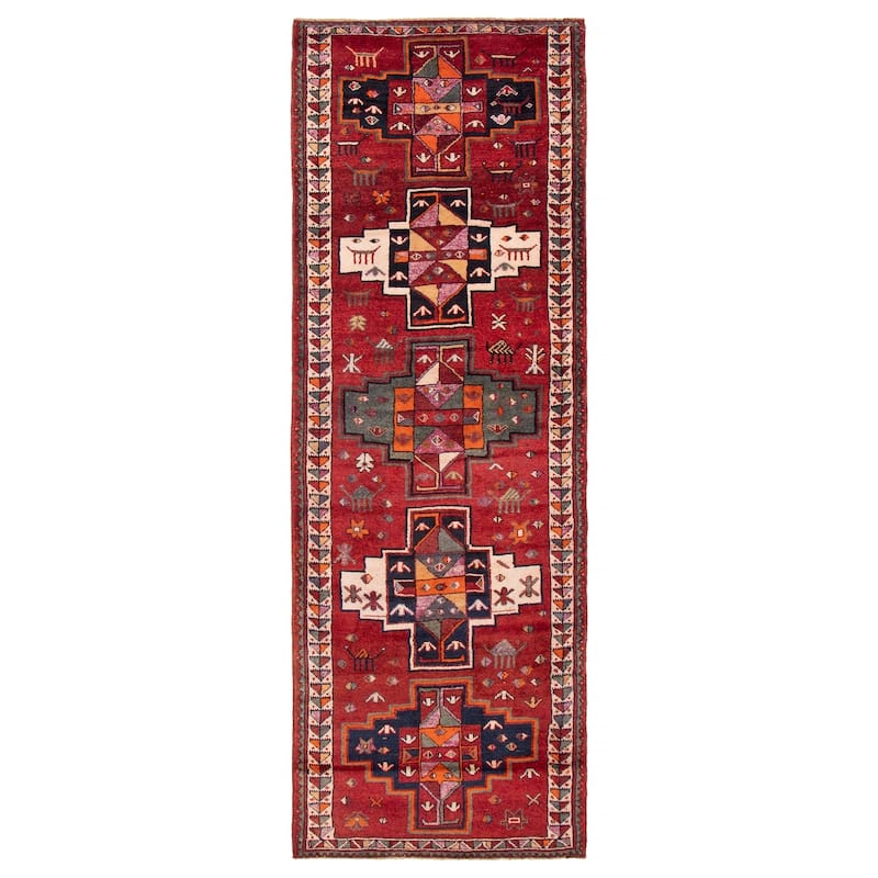 ECARPETGALLERY Hand-knotted Melis Vintage Red Wool Rug - 4'10 x 14'1 - Dark Red - 4'10 x 14'1