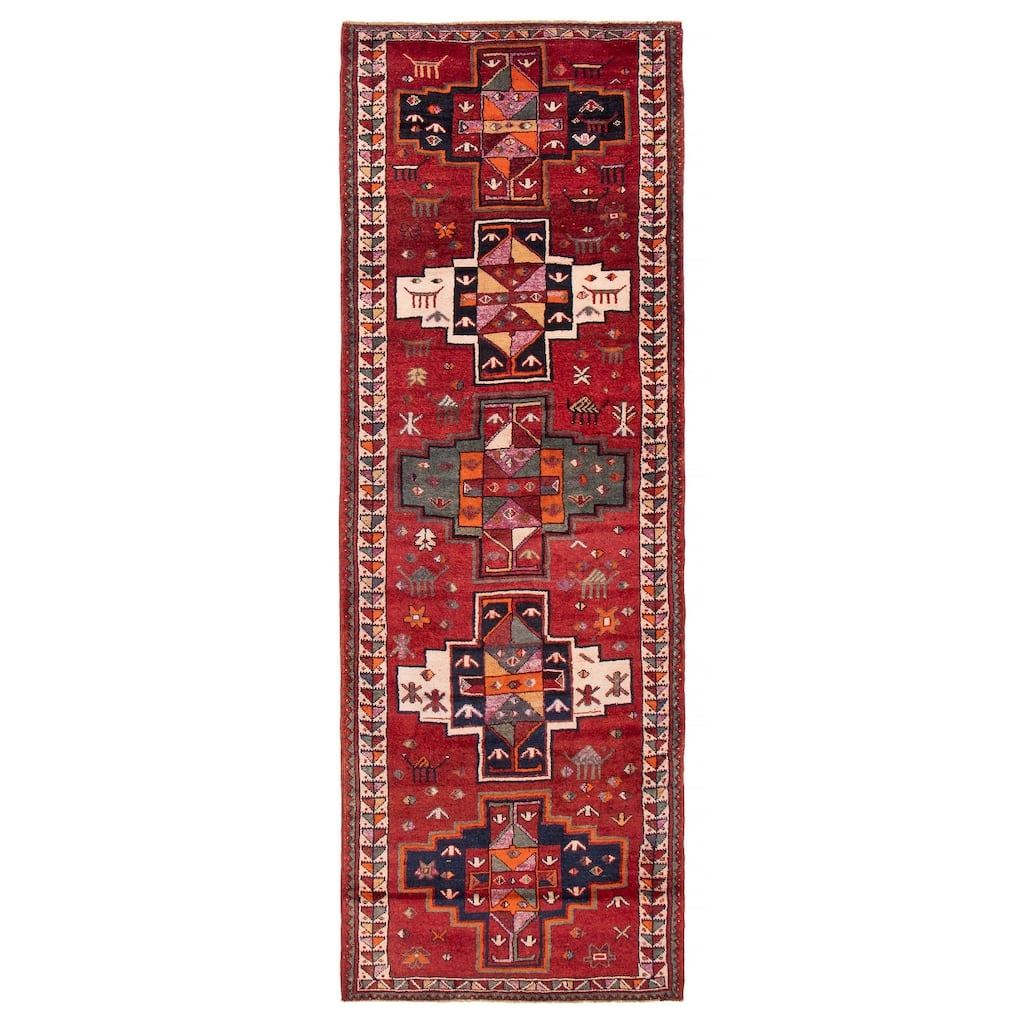 ECARPETGALLERY Hand-knotted Melis Vintage Red Wool Rug - 4'10 x 14'1