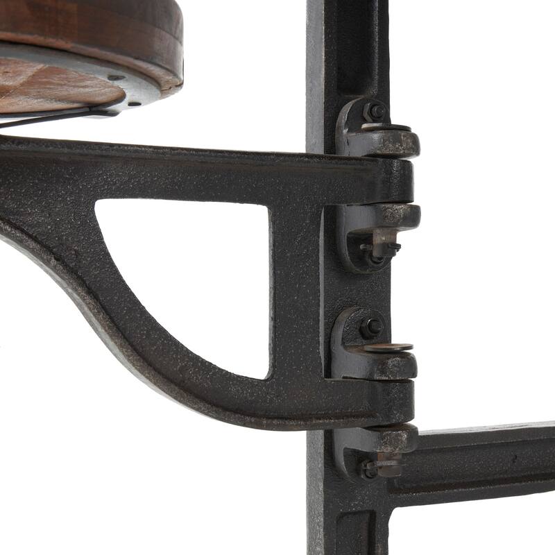 Brown Teak Wood Dining Table with Two, Four or Eight Attached Seats