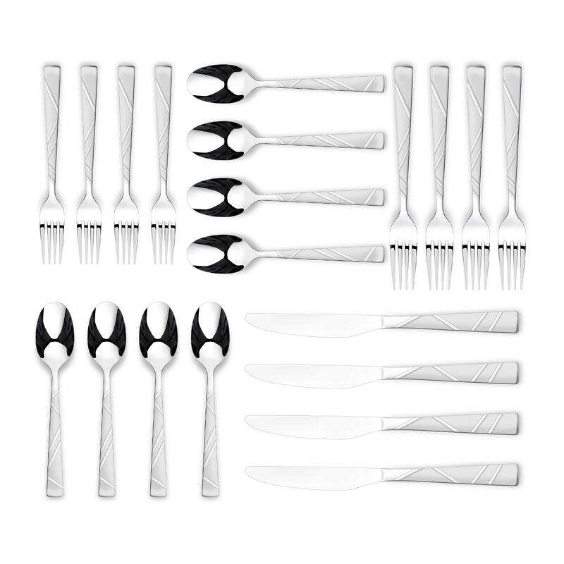 Ornative JONAH Sand Finish 20 Pieces Flatware Set - 10.63" H x 6.69" W x 2.76" D