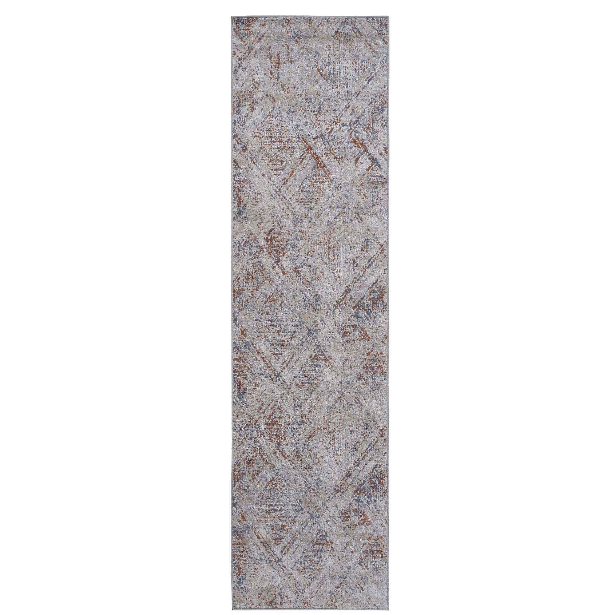 PAYAS Collection 2X8 Beige / Geometric Non-Shedding Runner Rug - 96" D x 26" W x 0.28" H