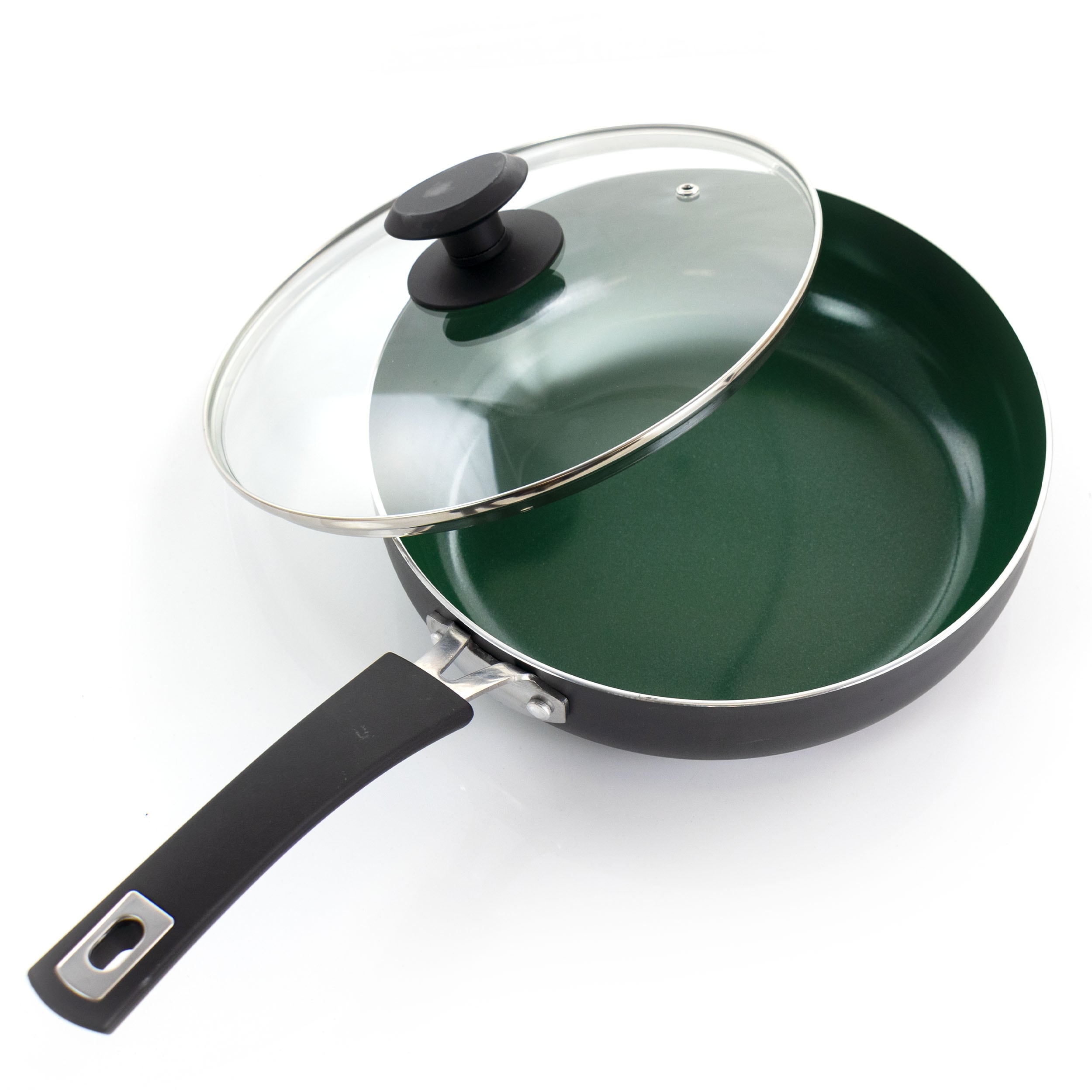 Gibson Home Hummington Ceramic Nonstick Aluminum 3 5 Quart Saute Pan With Lid In Green Overstock 32021017