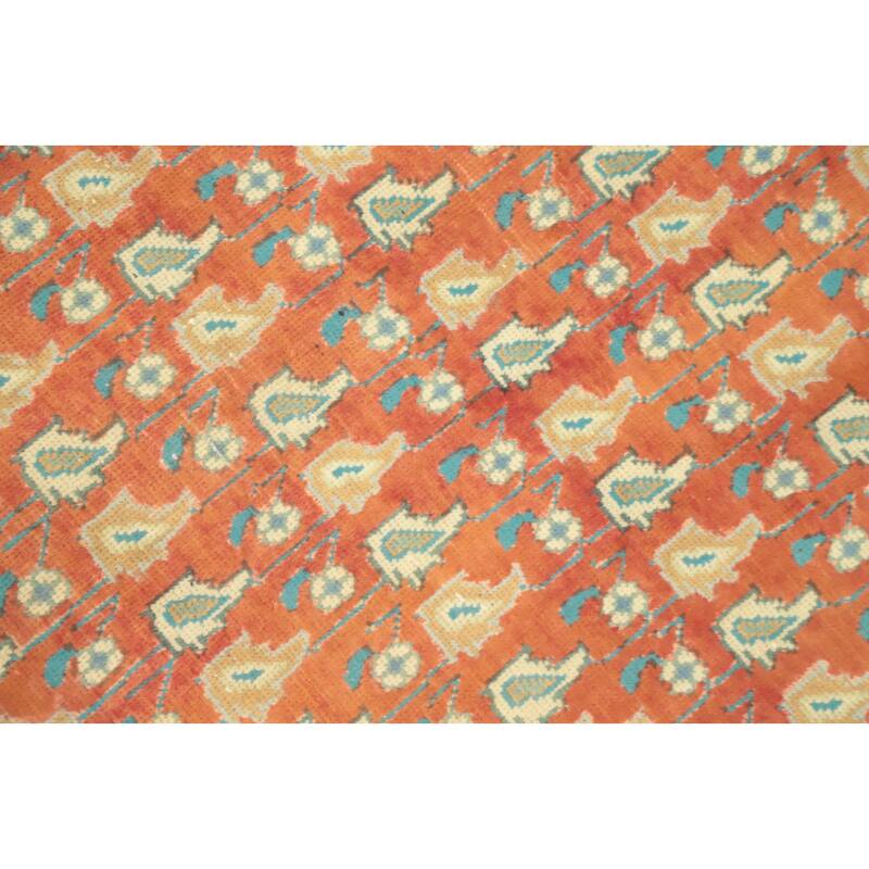 Hand Knotted Oriental 100% Wool Carpet Traditional Floral Oranges & Rust Tabriz Area Rug - 4' 8'' X 3' 2''