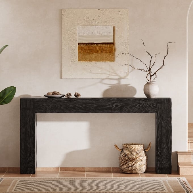 Solid Wood Console Table, 63-inch Farmhouse Entryway Table