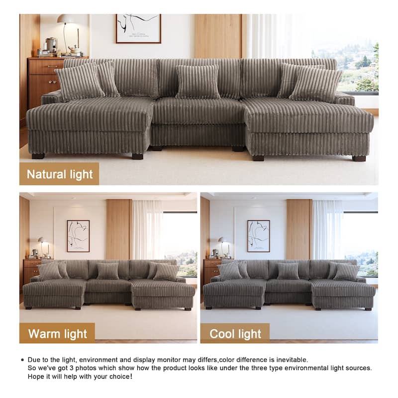 118.4"W Plush Modular Sectional Sofa with Pillows