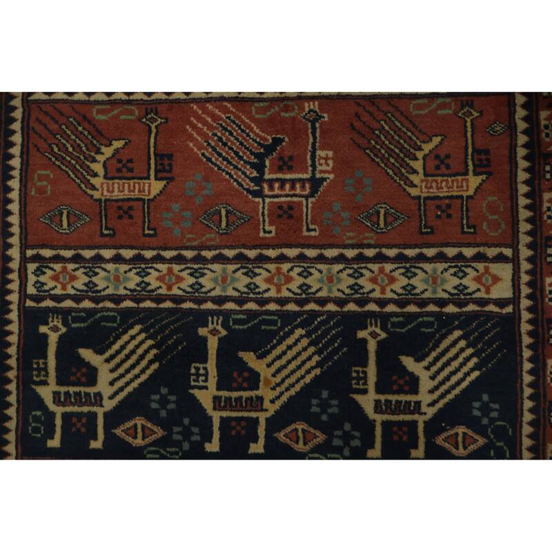 Hand Knotted Oriental 100% Wool Carpet Traditional Tribal Oranges & Rust Bokhara Area Rug - 4' 8'' X 3' 2''