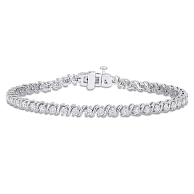 Miadora 2 3/4ct DEW Moissanite Tennis Bracelet in Sterling Silver - 7.25 in x 4.1 mm x 2.9 mm