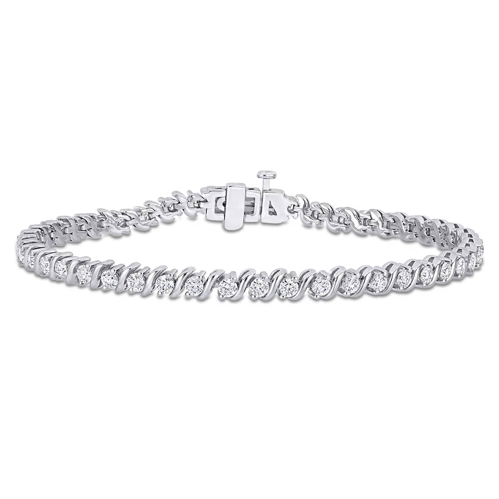 Miadora 2 3/4ct DEW Moissanite Tennis Bracelet in Sterling Silver - 7.25 in x 4.1 mm x 2.9 mm
