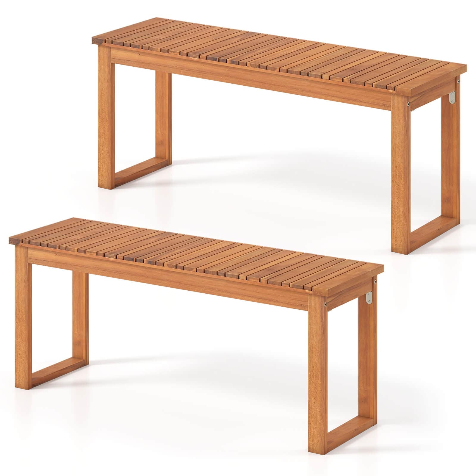 Costway 1/2 PCS Acacia Wood Outdoor Garden Bench with Slatted Seat 800 - See Details