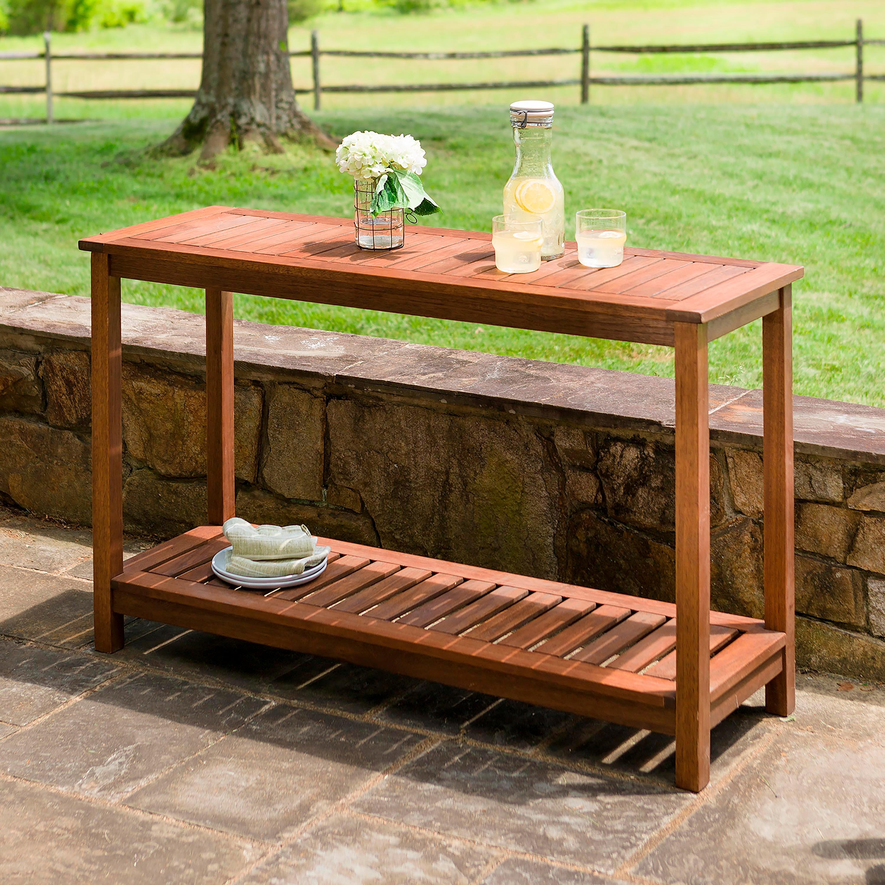 Lancaster Eucalyptus Wood Outdoor Console Bar Table