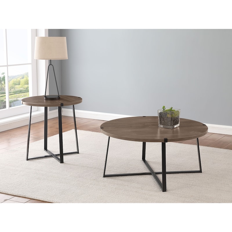 Marcus Round Engineered Wood Coffee Table Grey