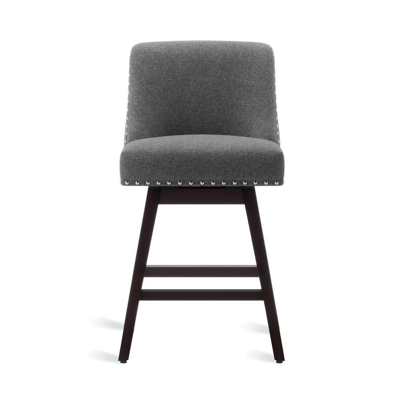 Modern 26 in. H Counter Height Bar Stools Upholstered 360 Free Swivel Counter Stools with Nailhead Trim