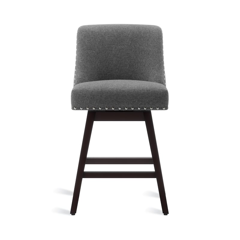 26 in. Counter Height Upholstered Wood Frame Swivel Bar Stool with Farbic Seat Set of 4 - 19.6"D x 19.6"W x 37"H