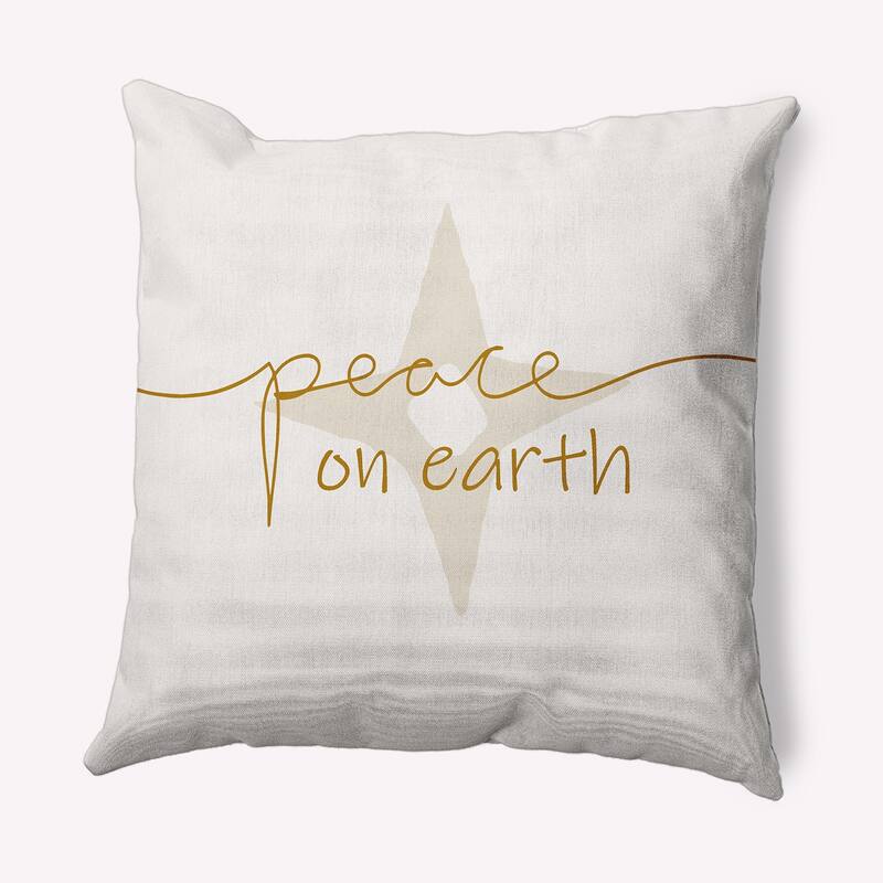 Peace on Earth Christmas Soft Spun Polyester Decorative Throw Pillow - 18 x 18 - Gold