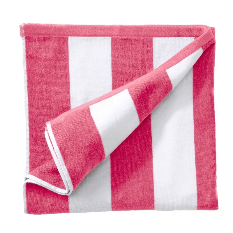 Linery & Co. Cotton Cabana Beach Towel - Oversized- 35" x 70" - Bright Pink