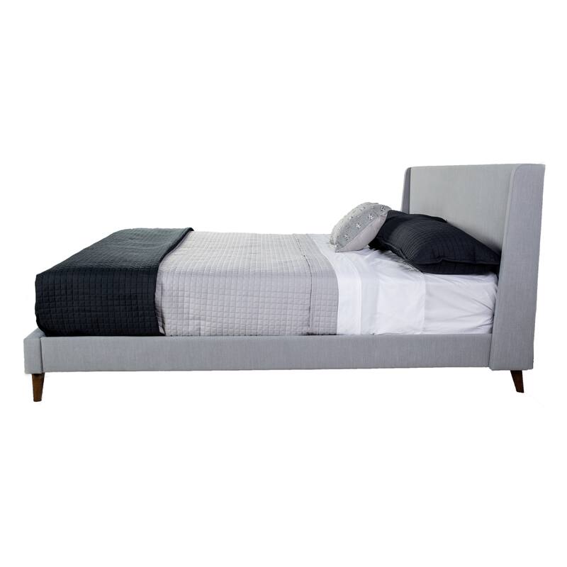 Queen Size Polyester Upholstered Platform Bed Set with Includes 2 Nightstands