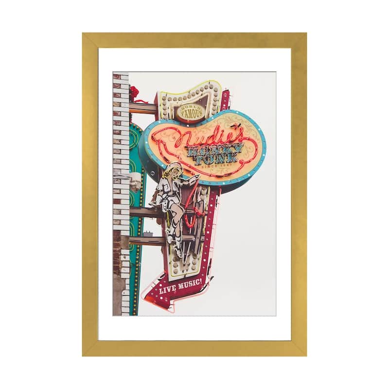 iCanvas "Nashville Neon Iii" by Ann Hudec PFA - Gold - 24x16x1