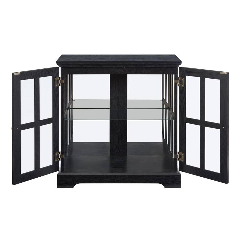 LED Glass Antique Curio Display Cabinet Showcase with Lattice Doors