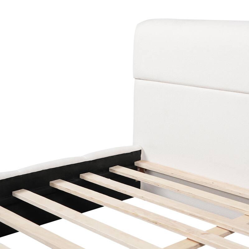 Christopher Knight Home - Sio Modern Boucle Upholstered Platform Bed Frame with Wooden Slats Support, No Box Spring Needed