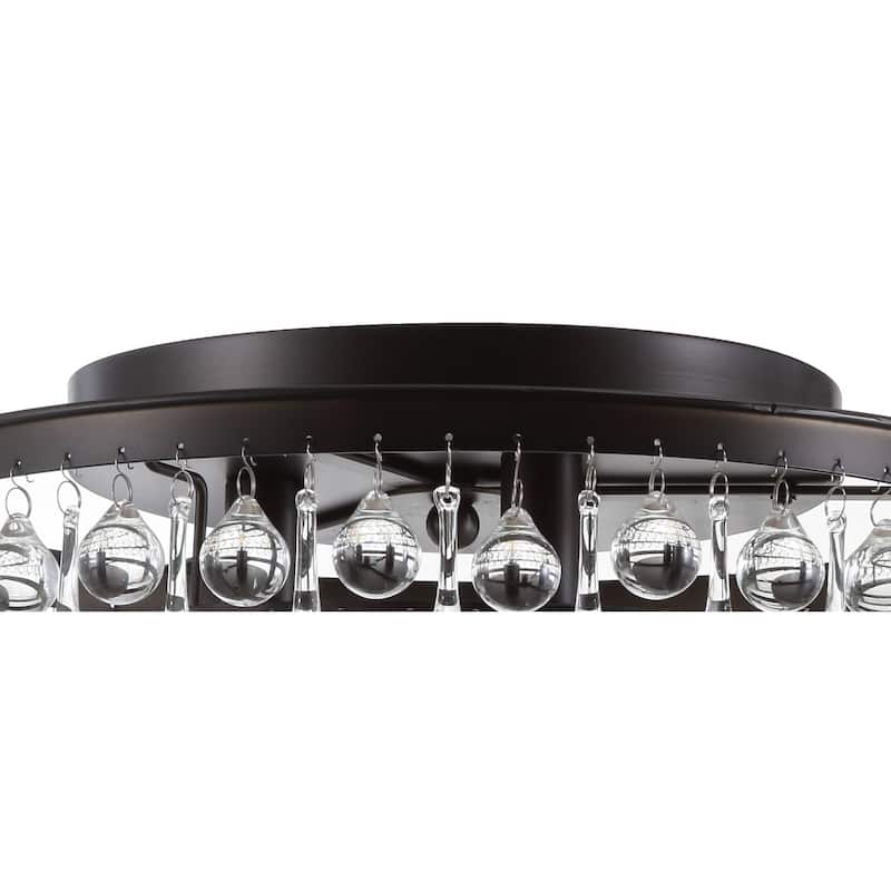 Marc 16" Metal/Crystal LED Flush Mount, by JONATHAN Y