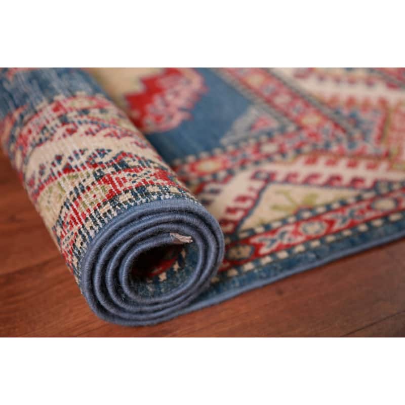Blue Kazak Foyer Rug Oriental Handmade Wool Carpet - 2'7"x 4'2"
